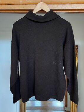 St John Sportswear Santana knit brown mock turtleneck back zip sweater size L